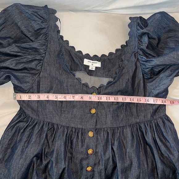 Kika Vargas x Target Women’s Dark Chambray Button Up Baby Doll Puff Sleeve Top M - Picture 6 of 11